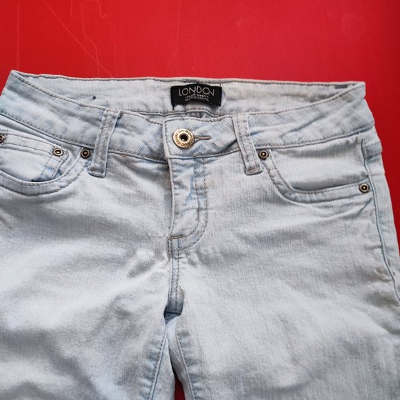 London distressed low rise skinny jeans women's junior size 5 - Picture 2 of 8